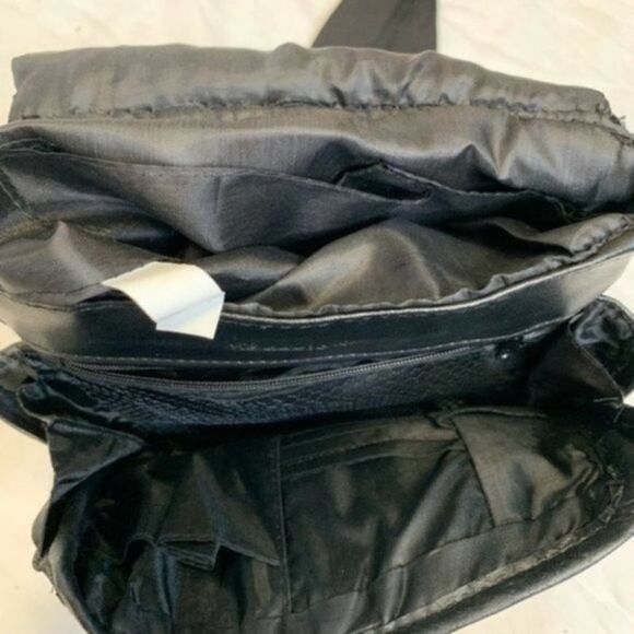 bb design tm black Leather Sling  bag carry crossbody - Picture 7 of 9